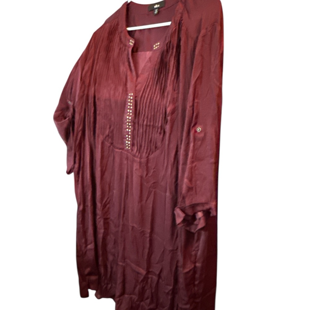 Ellos burgundy Tunic with Studded Detail